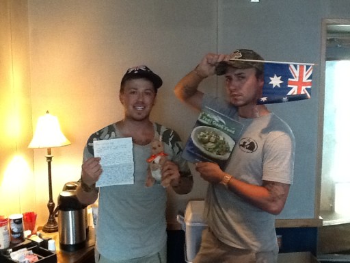The picture they sent me, with my letter in Stephen's hand.